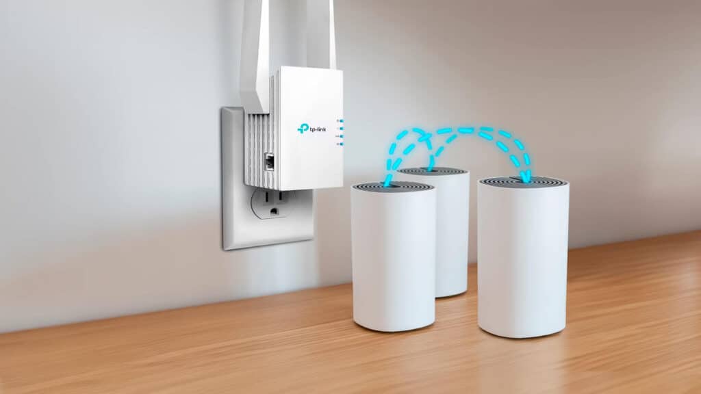 A mesh Wi-Fi system using multiple nodes to create seamless whole-home coverage.