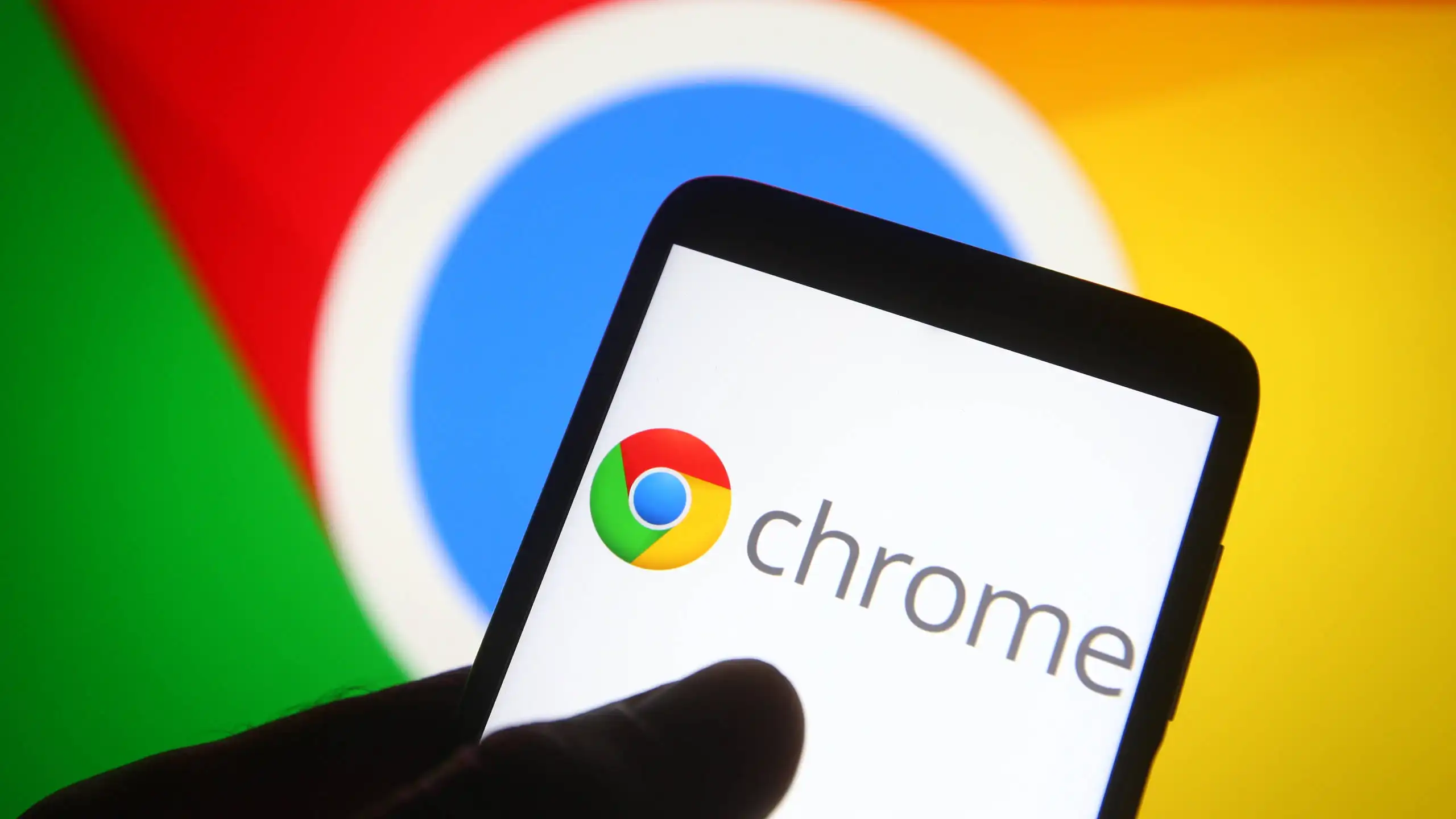 Google Chrome web browser logo on a phone