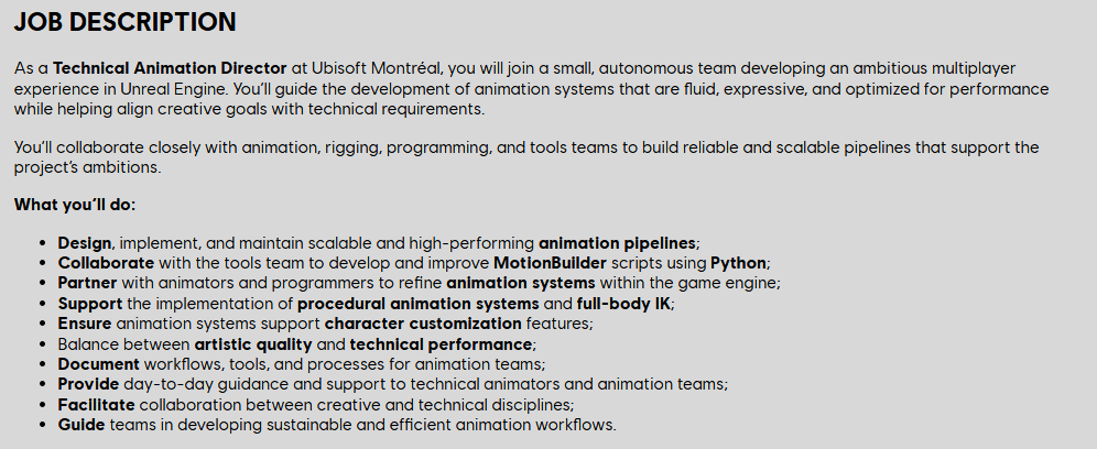 Ubisoft New Multiplayer Game Job Listing