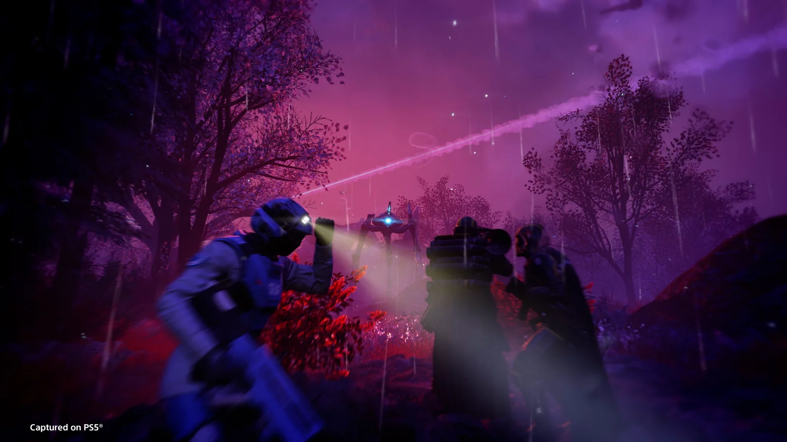 Official Helldivers 2 screenshot from the Devoid of Liberty update showing another alien battlefield environment