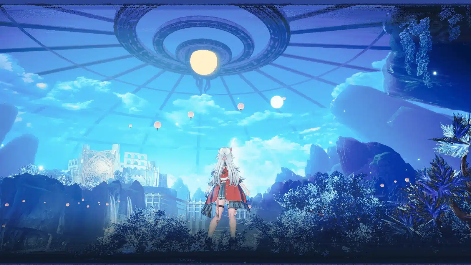 Official Atelier Karia promotional image showing Karia standing in a vast glowing underground landscape