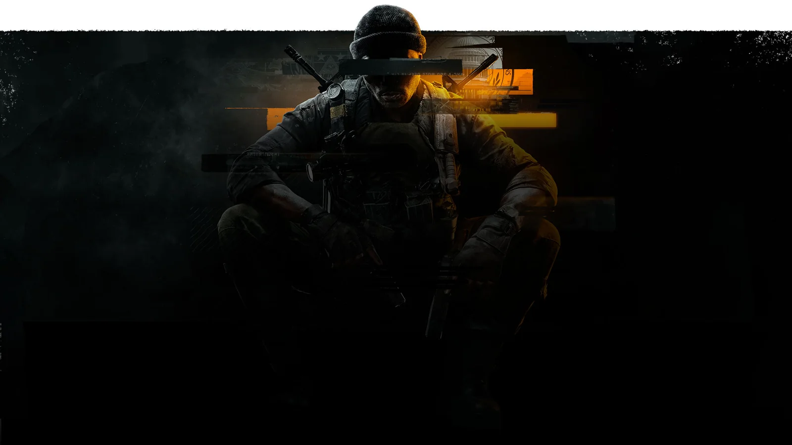 Official Black Ops 6 hero image showing the masked soldier seated in the center of the frame