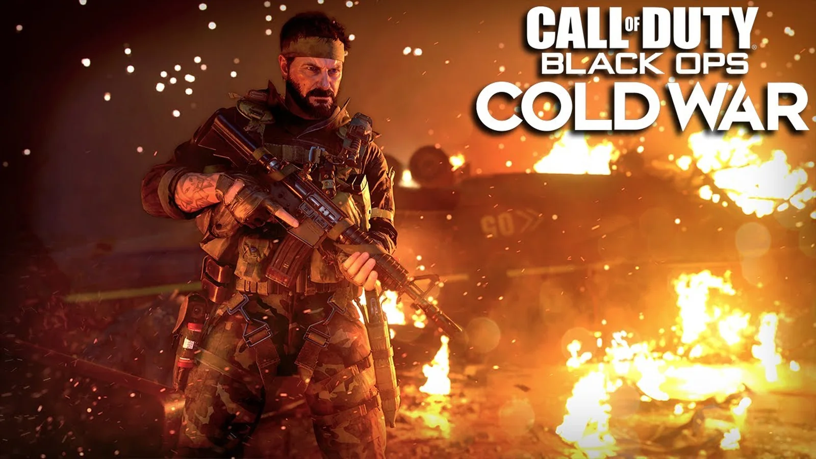 Official Call of Duty: Black Ops Cold War reveal trailer thumbnail featuring the game’s signature split Cold War imagery