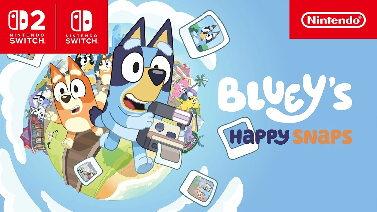 Official Bluey’s Happy Snaps trailer thumbnail from Nintendo Australia showing gameplay and the game’s bright