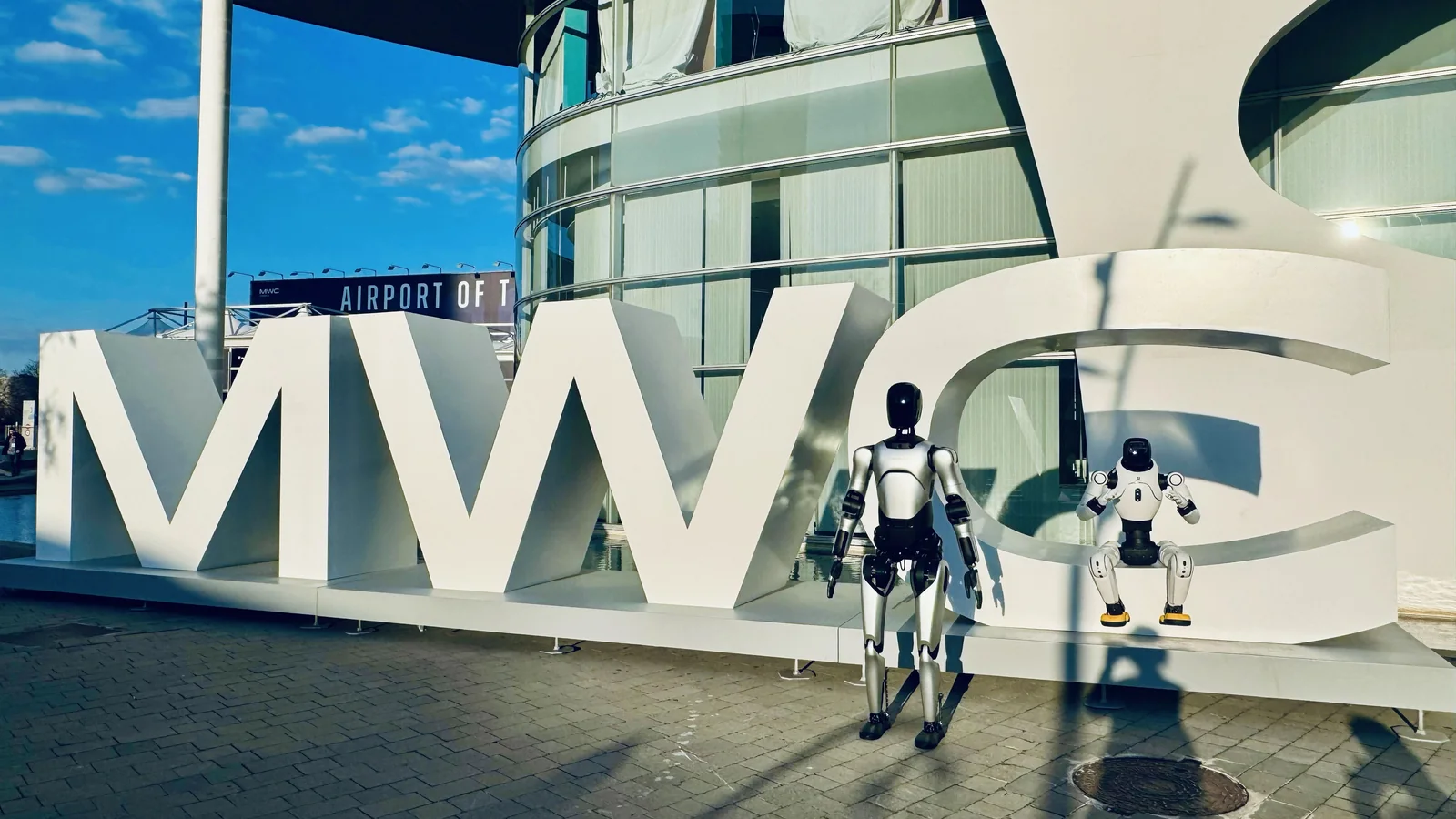 AGIBOT humanoid robot portfolio displayed at Mobile World Congress 2026