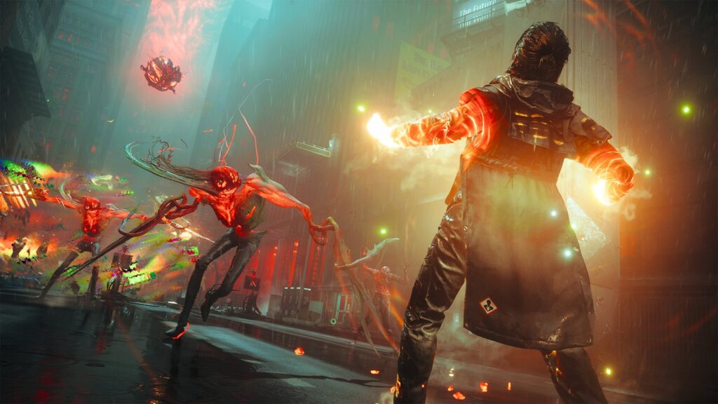 Control Resonant Hands-On Details Manhattan, Combat and Bosses Official CONTROL Resonant gameplay screenshot showing Dylan Faden in the game's warped Manhattan environment