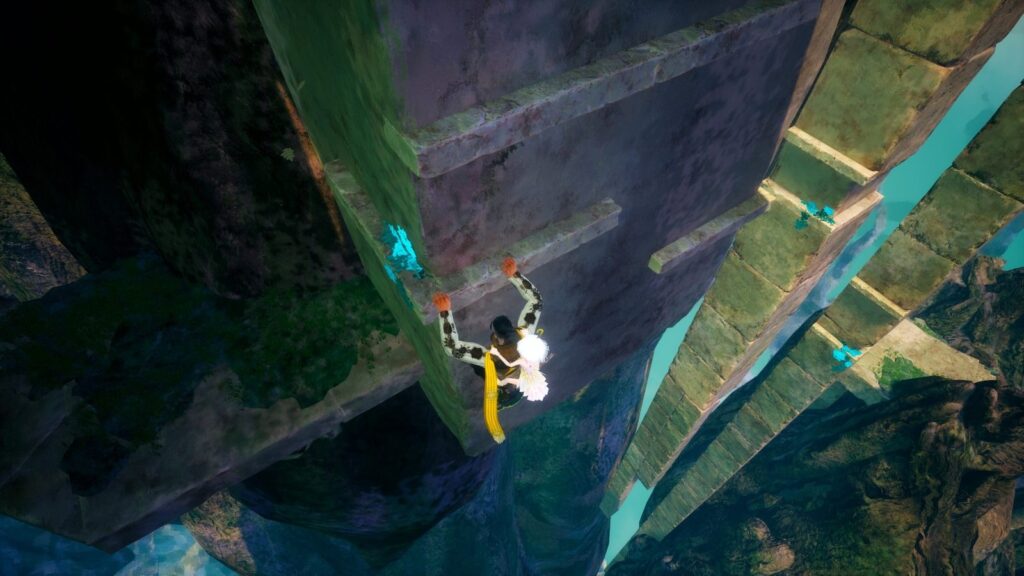 CygamesEdge Debuts With Where the Seeds Fall, Launching November 5 Official Where the Seeds Fall screenshot showing the soldier descending along massive World Tree ruins with the Fell
