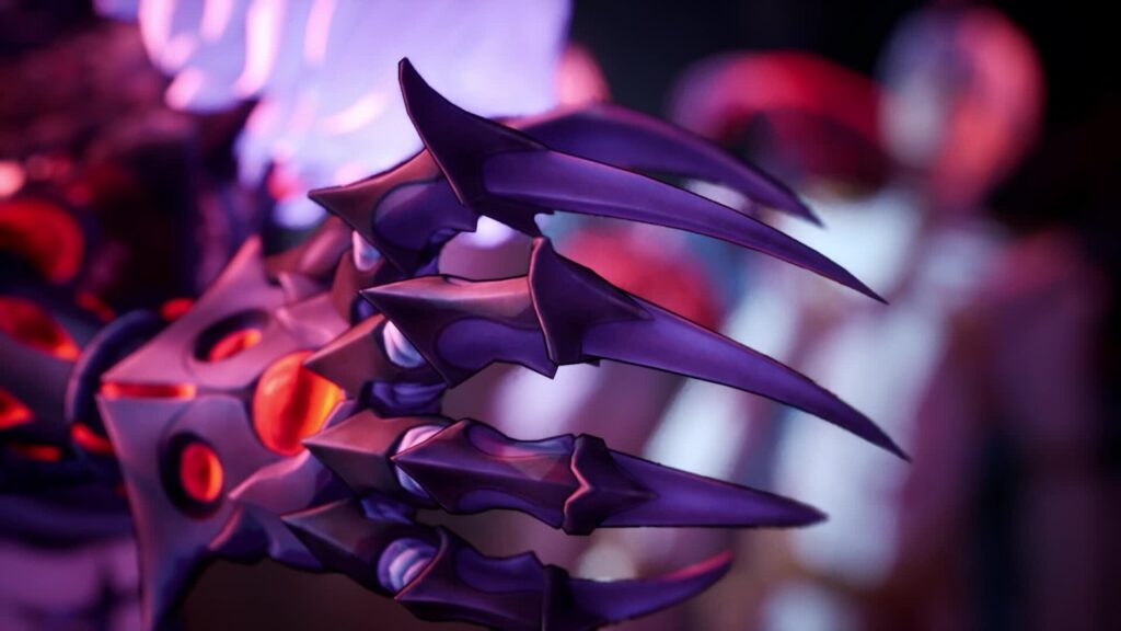Official Edge of Memories gameplay-trailer frame showing a close-up of Eline's transformed Corrosion arm