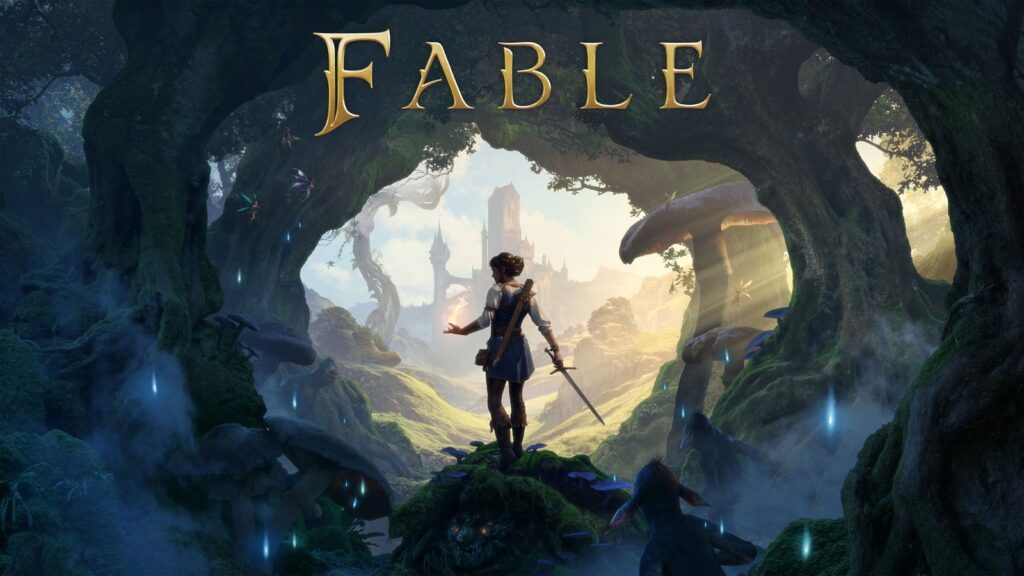 Fable Director Says Xbox Views the Series as Vital to Its Identity Official Fable key art showing the Hero standing in a lush fantasy forest with Albion visible in the distance