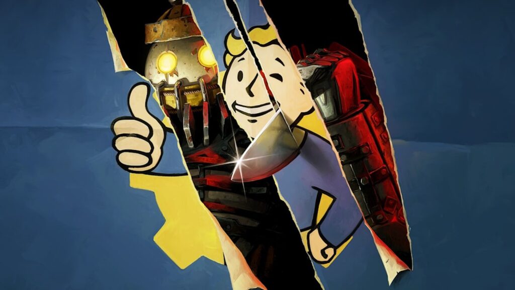 Fallout 76 The Slasher Update Launches With Native PS5 and Xbox Versions Official Fallout 76 The Slasher key art showing Vault Boy being slashed through by the armored Slasher