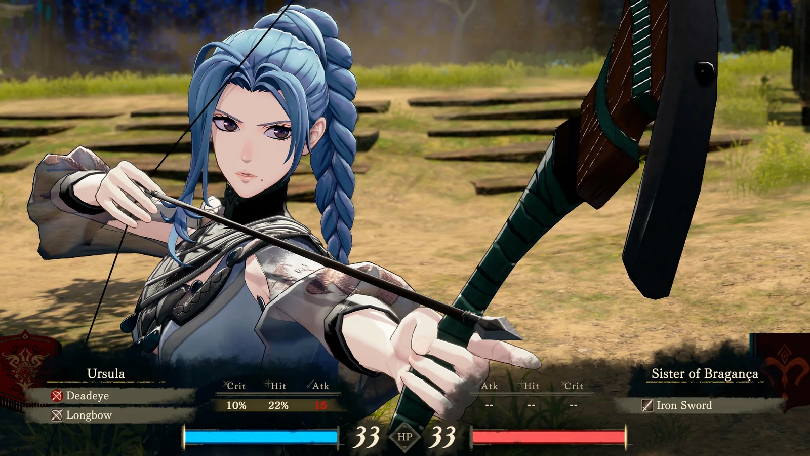 Official Fire Emblem: Fortune’s Weave combat screenshot from Nintendo’s game page showing another tactical battle