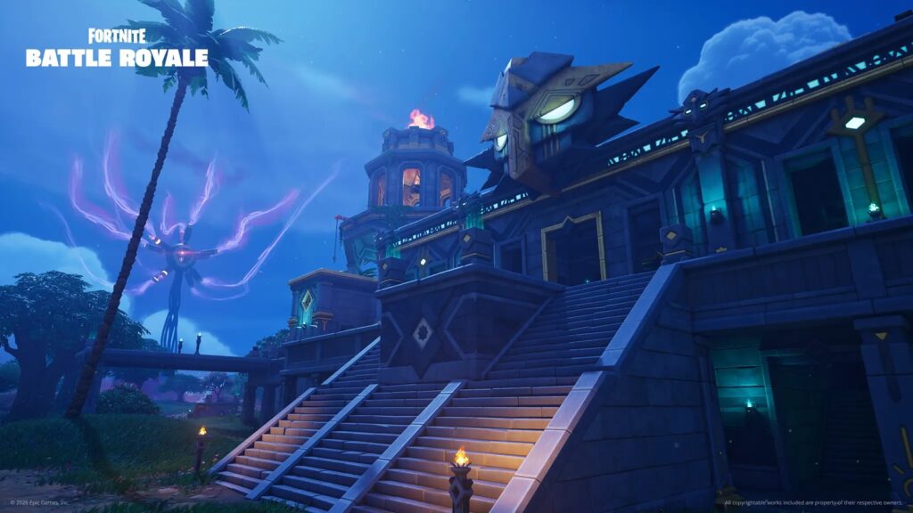 Cyberpunk: Edgerunners Lucy Skin Revealed for Fortnite Official Fortnite Override season artwork from Epic's Battle Royale update page
