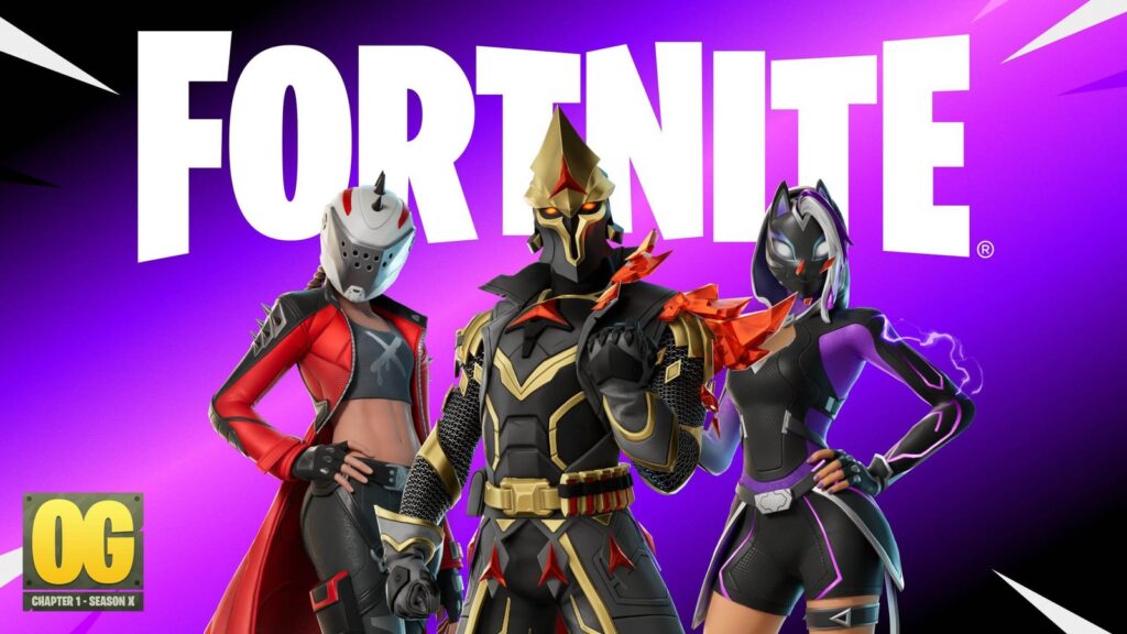 Fortnite Leak Reveals Epic Parties Cross-Device Voice Chat Feature Official Fortnite Chapter 7 Season 4 artwork featuring three characters against a purple background