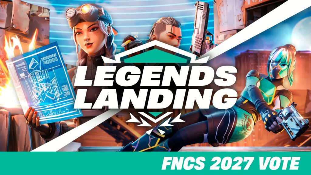Official Legends Landing artwork specifically promoting the FNCS 2027 vote