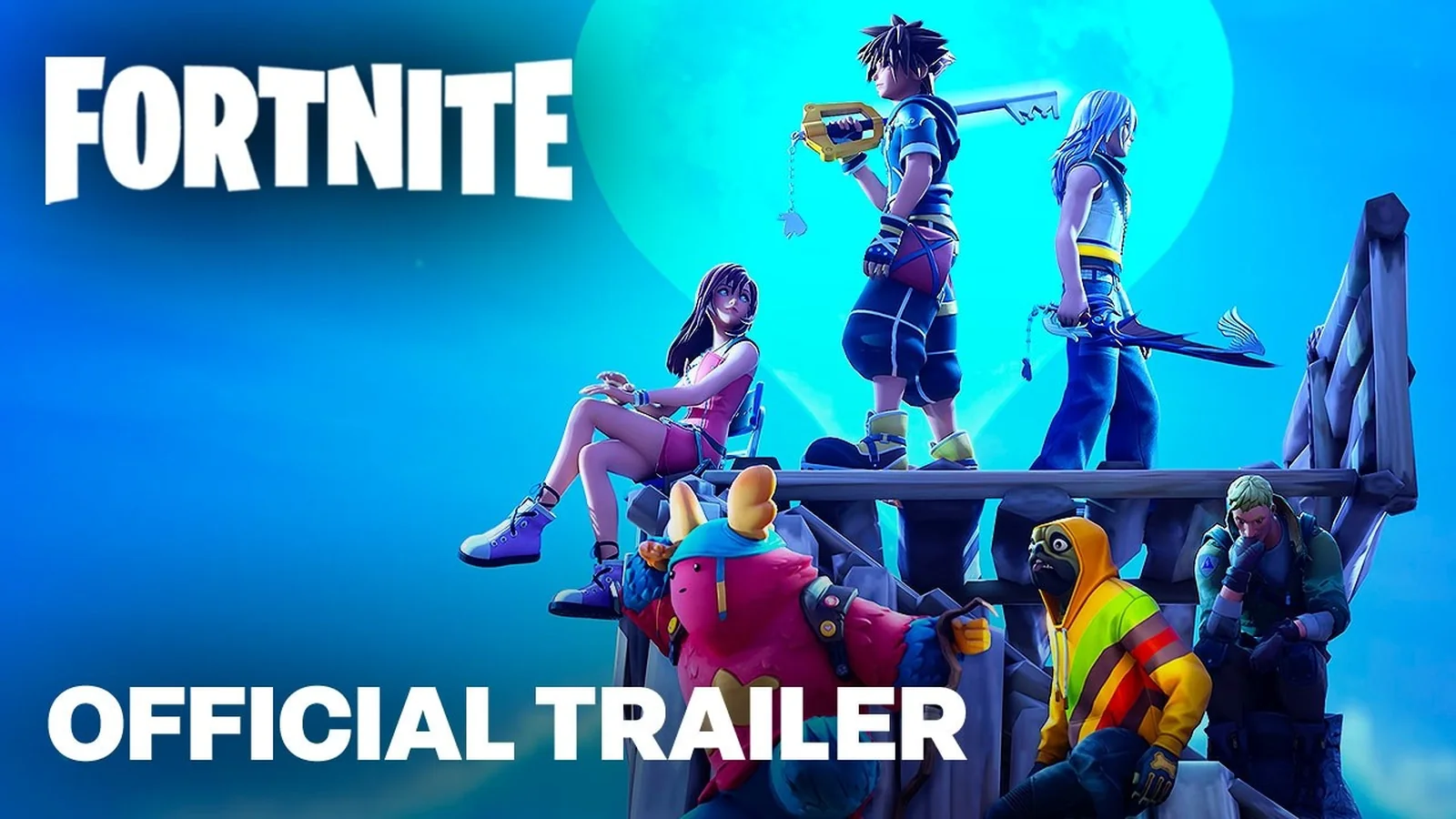Fortnite Kingdom Hearts gameplay trailer thumbnail showing Sora and crossover gameplay