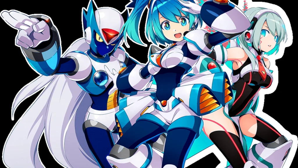 Official Zero action artwork from Mega Man X DiVE Offline showing the character wielding an energy blade