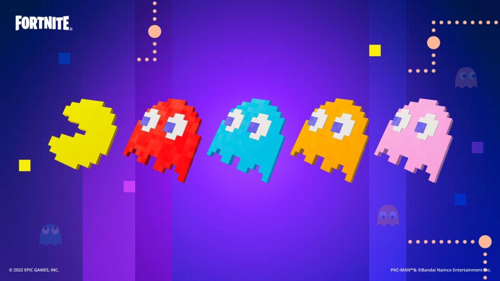 Fortnite Pac-Man Crossover Leak Points to September 18 Release Official Fortnite promotional image showing Pac-Man alongside Blinky, Inky, Clyde and Pinky