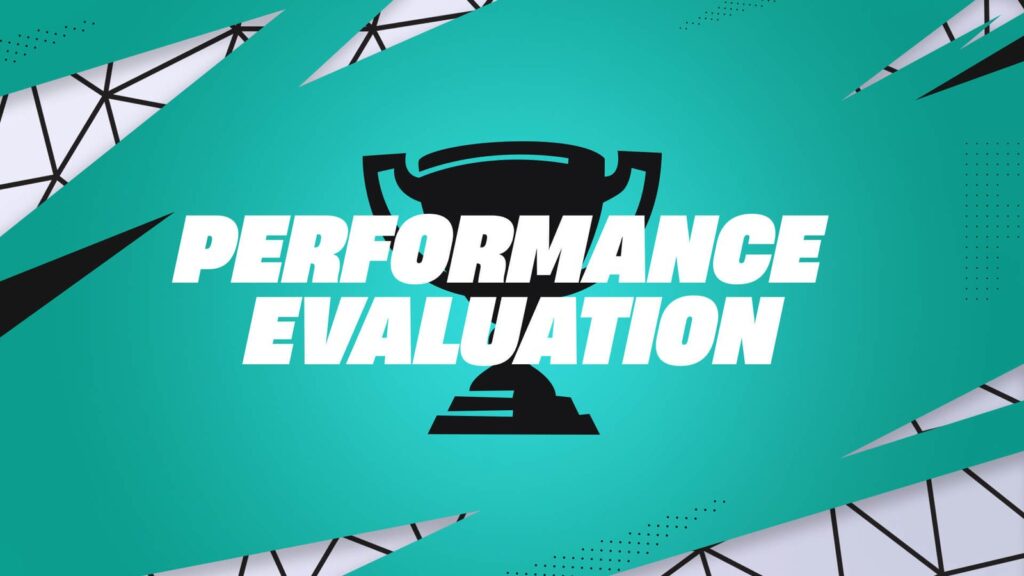 Official Fortnite Performance Evaluation event artwork with a trophy icon and Performance Evaluation branding