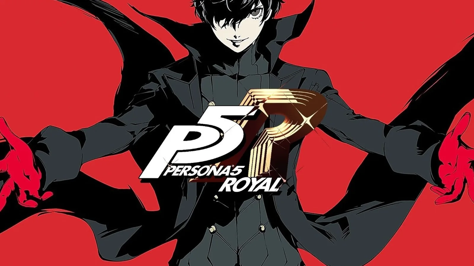 Persona 5 Royal promotional artwork featuring Joker against the series’ distinctive red background