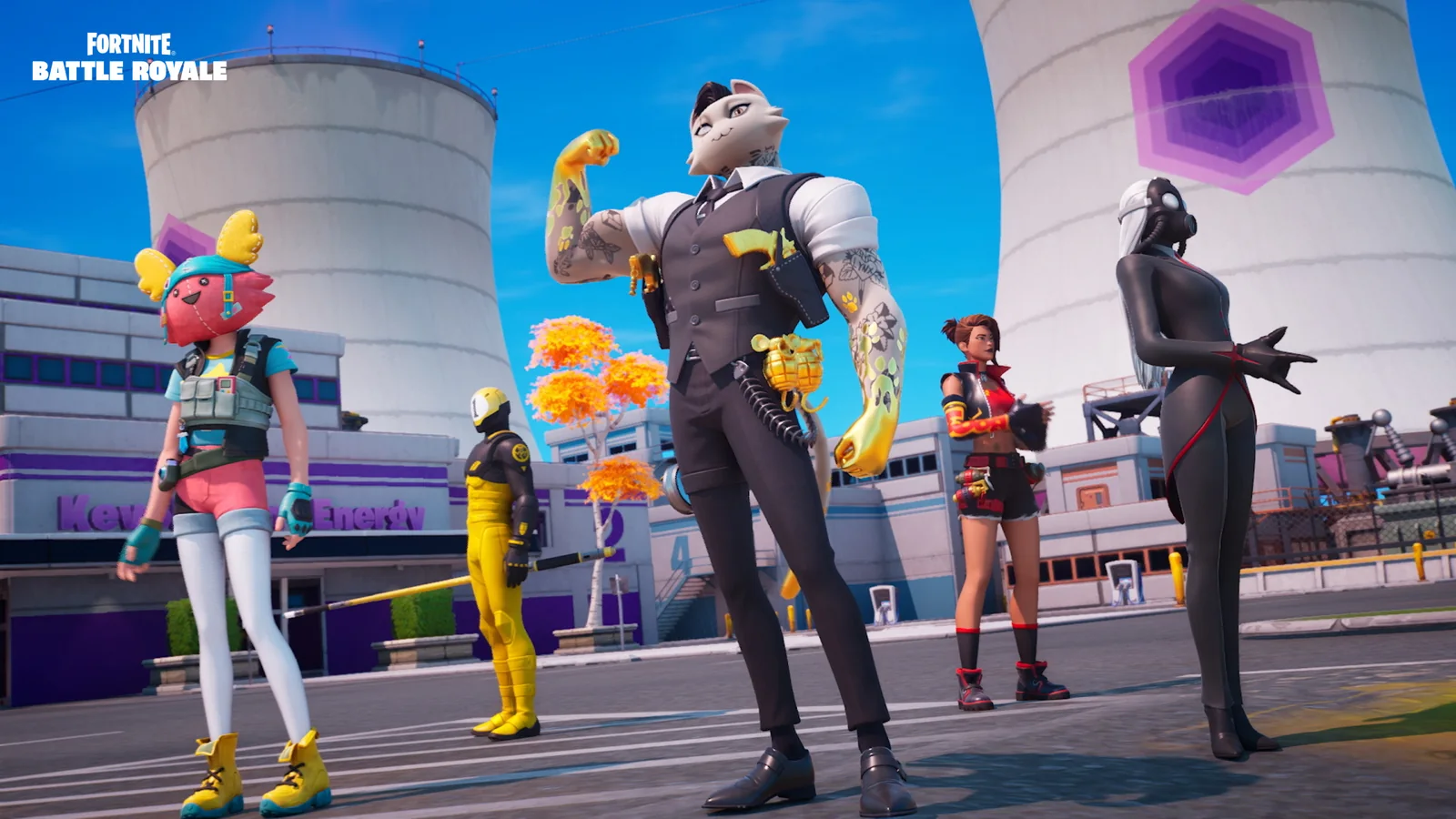 Official Fortnite Chapter 2 Remix lineup image showing Meowdas, 1-Ball, Dynamo TNTina and other Remix characters