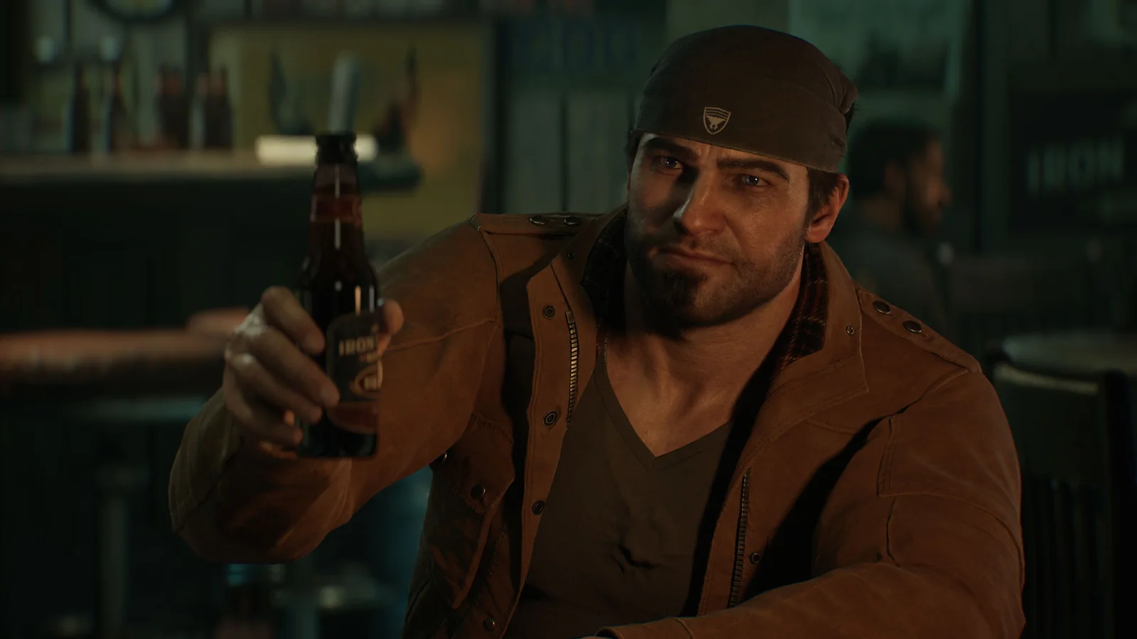 Marcus Fenix fighting a Locust enemy in a brutal close-range multiplayer scene with sparks and other COG soldiers behind