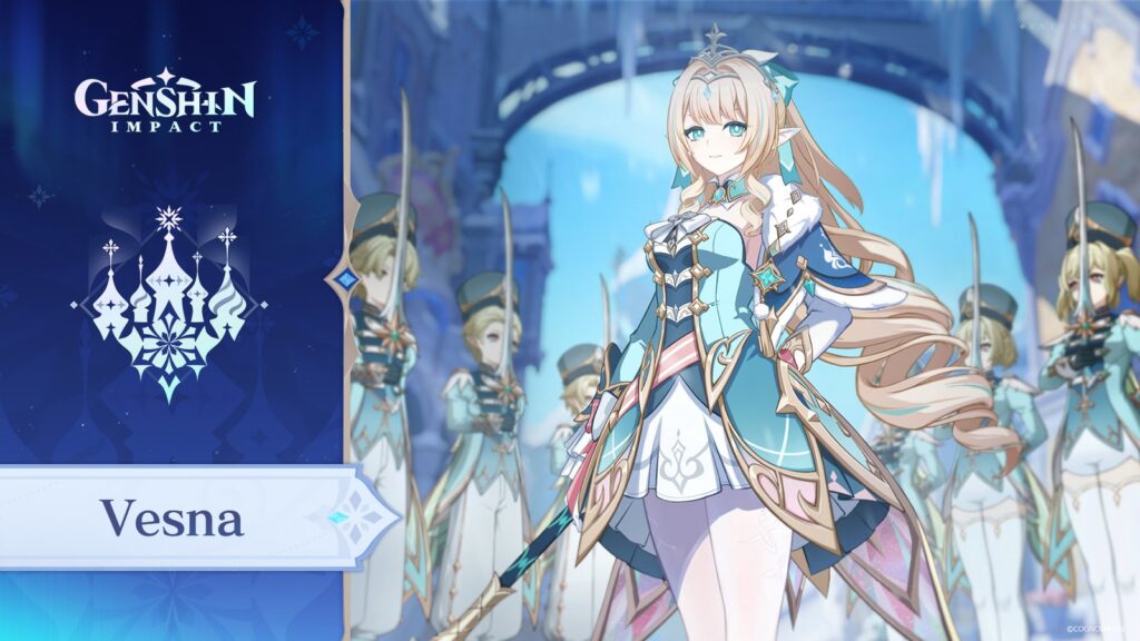 Official Vesna promotional artwork set inside an icy Snezhnayan ceremonial hall