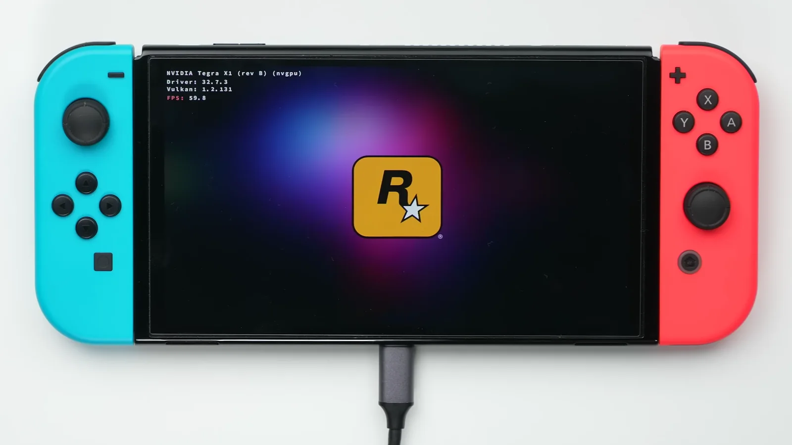 GTA V running on a Nintendo Switch screen with Franklin visible in Los Santos
