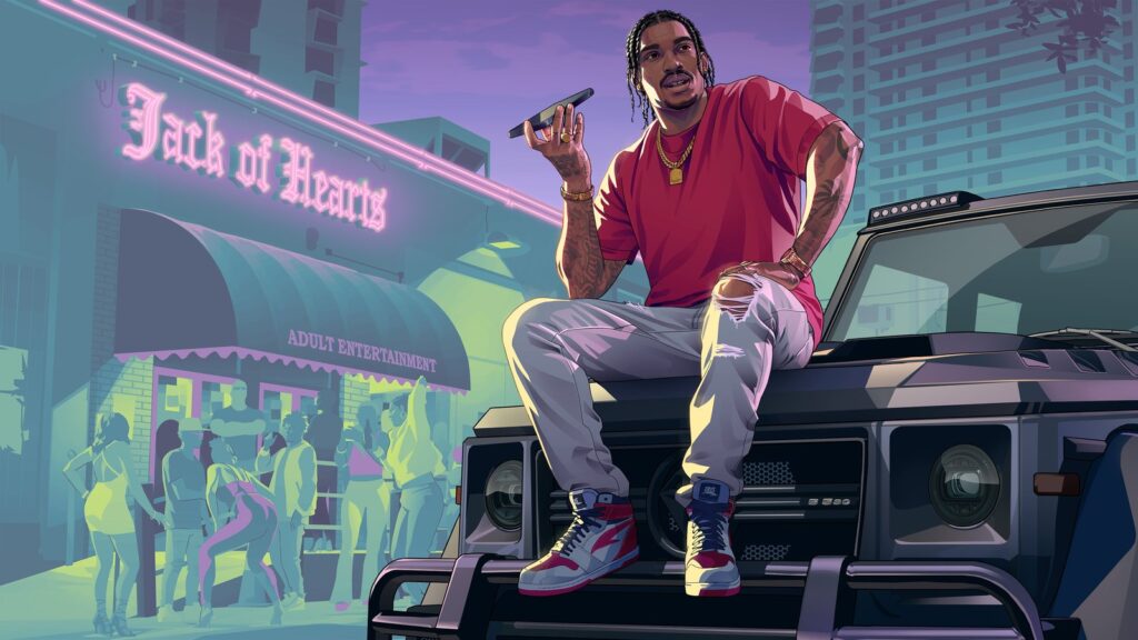 Travis Scott, Future and Morgan Wallen Tease GTA VI Involvement Official GTA VI landscape artwork featuring Dre'Quan Priest, the Vice City music figure associated with Only Raw Records