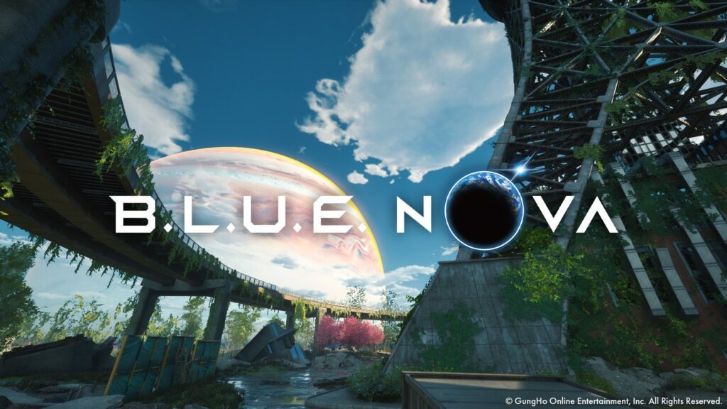 GungHo Announces Free-to-Play Co-Op Shooter B.L.U.E. NOVA Official B.L.U.E. NOVA main visual showing the game's futuristic world with the title logo across the center