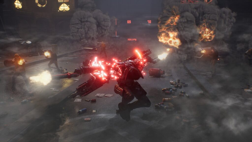 Gungrave G.O.R.E: Blood Heat Trailer Shows Rebuilt Combat Official Gungrave G.O.R.E: Blood Heat gameplay screenshot showing Grave unleashing red-charged gunfire in a