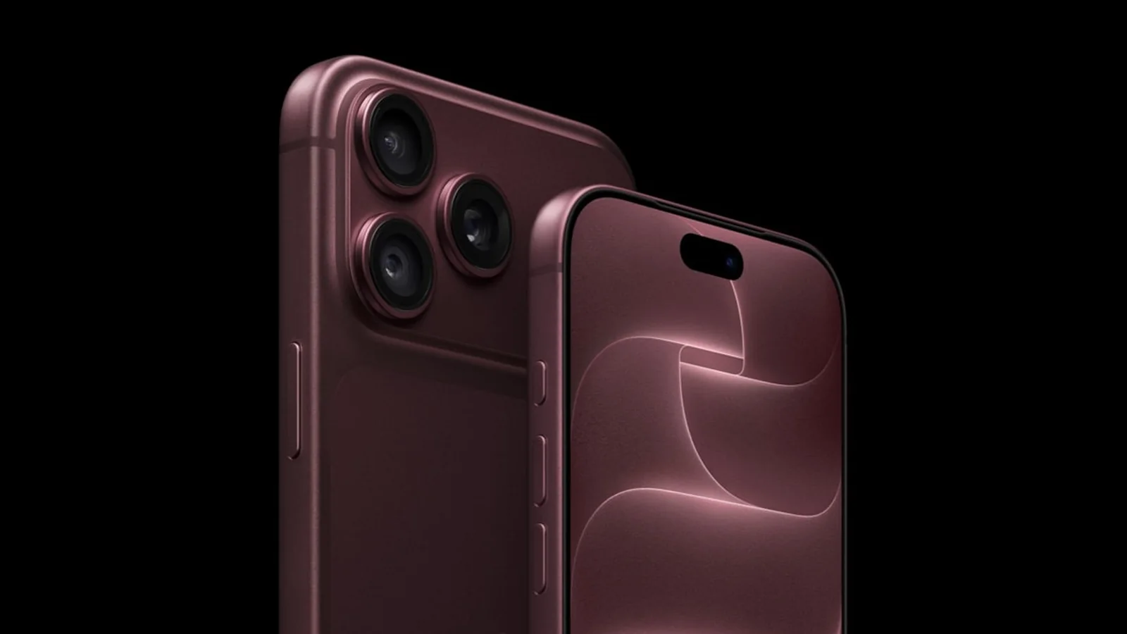 Official iPhone 18 Pro and iPhone 18 Pro Max product image showing the burgundy models from the front and rear