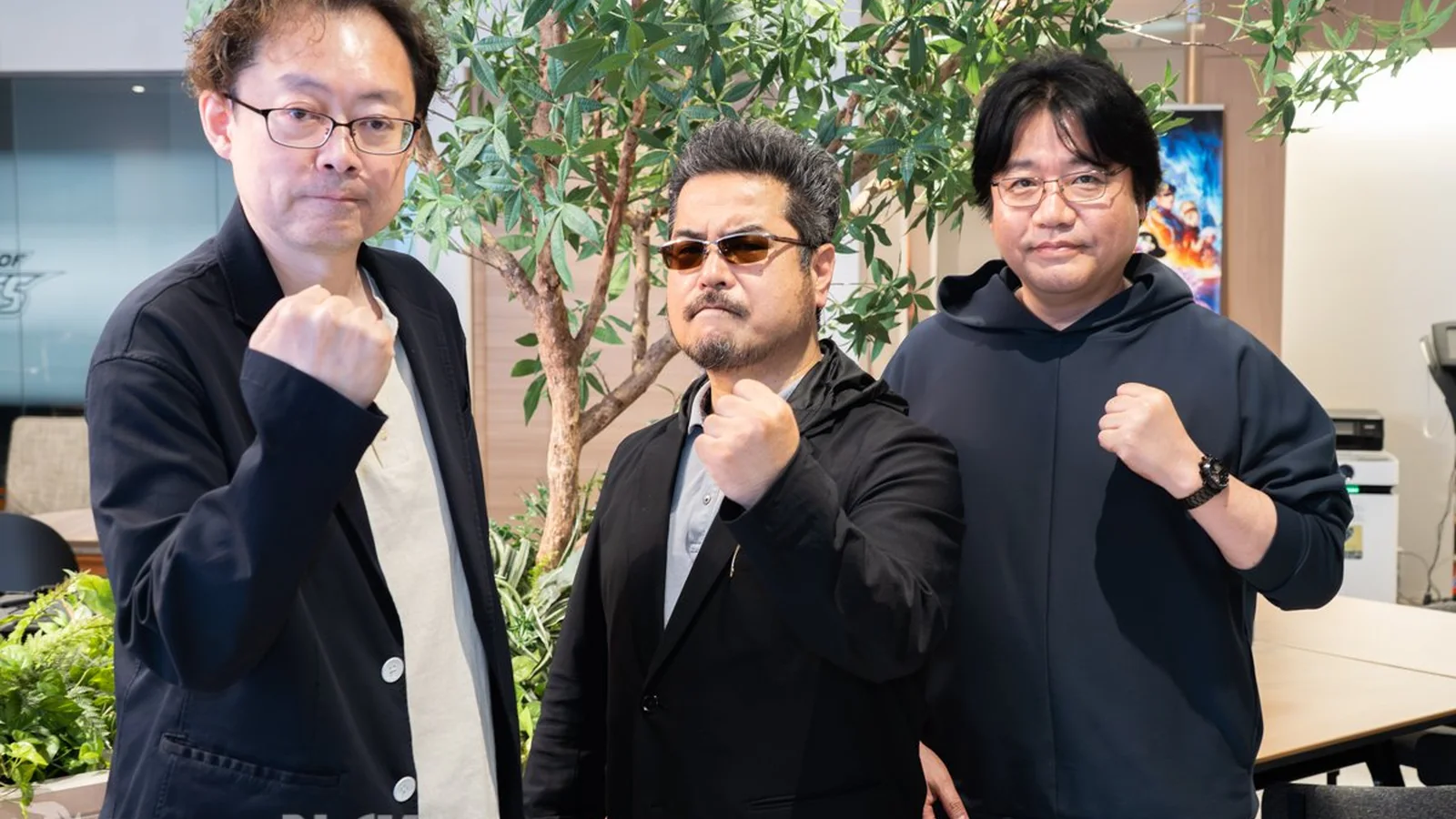Katsuhiro Harada pictured with Yuichi Yonemori and Yasuyuki Oda during an interview about VS Studio
