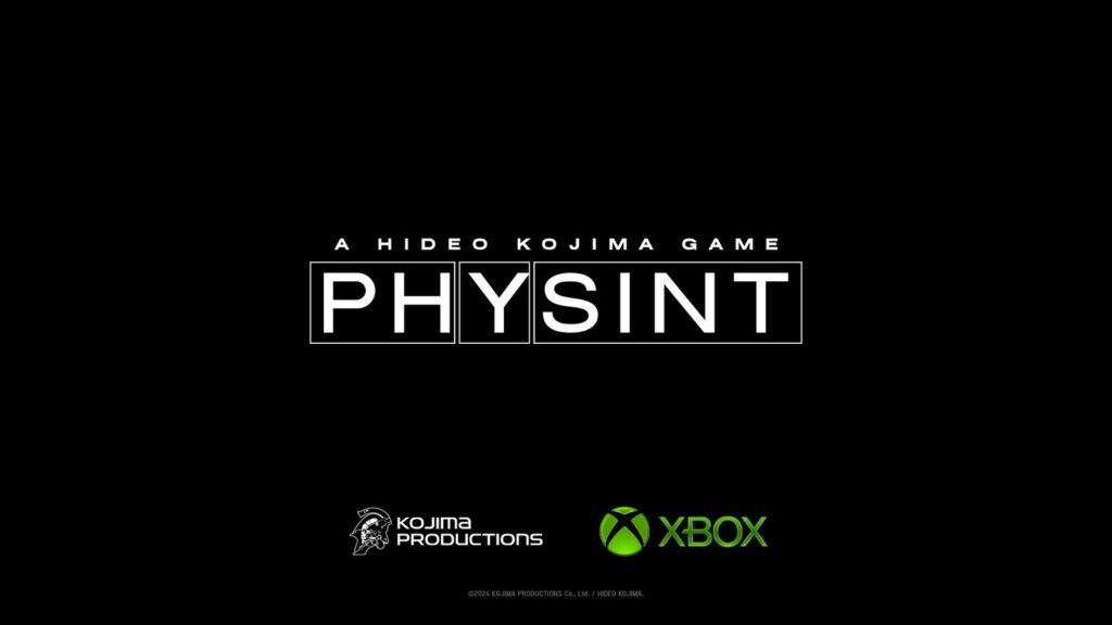 Official PHYSINT title artwork with Kojima Productions and Xbox branding