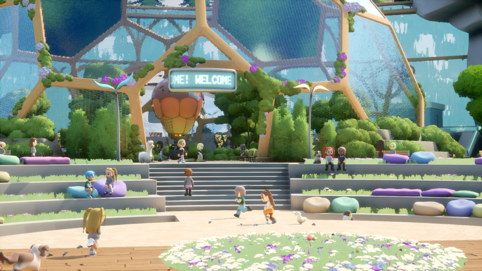 Official Loftia Steam screenshot showing players decorating a cozy plant-filled home