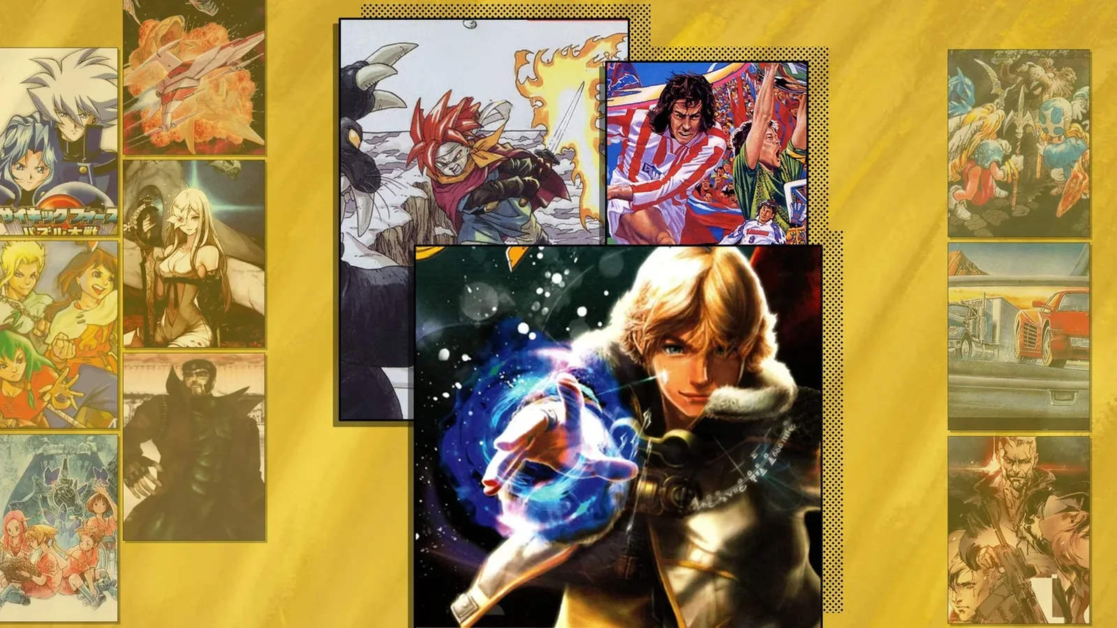 Montage of classic Lufia game covers including Lufia & the Fortress of Doom and Lufia II: Rise of the Sinistrals