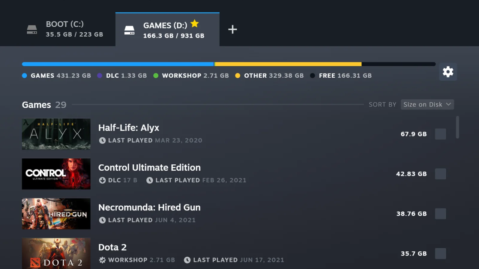 Official Steam client Downloads page showing the Steam interface and game library content