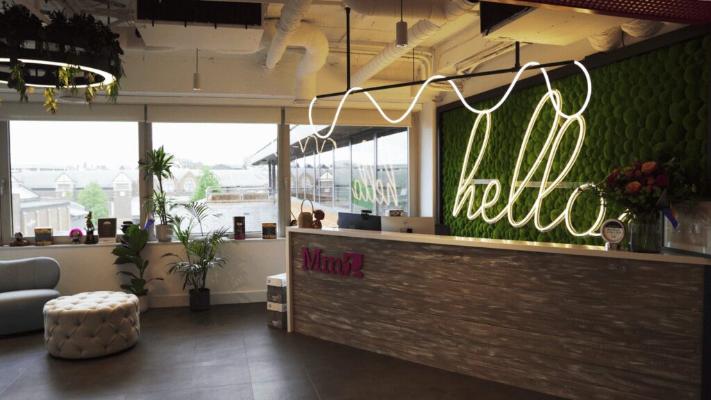 Media Molecule’s Next Game Reportedly Targets 2027 Release Official photograph of Media Molecule’s Guildford studio reception with the studio logo and large illuminated “hello”