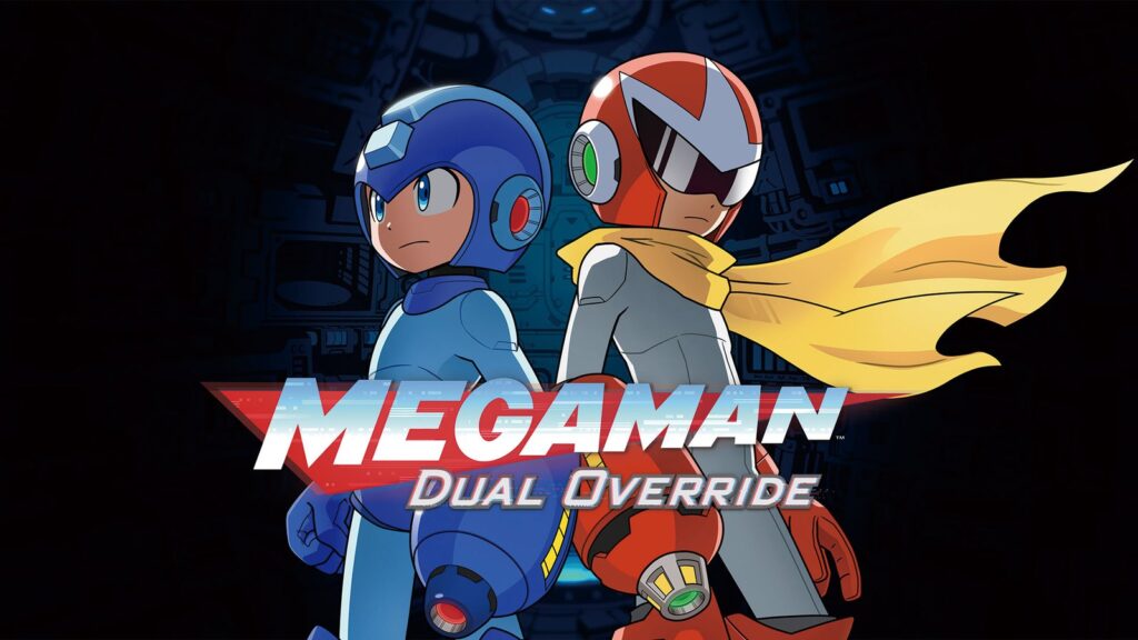 Mega Man Dual Override Achievements Reveal Robot Master Lineup Official Mega Man: Dual Override key visual showing Mega Man against a futuristic city backdrop