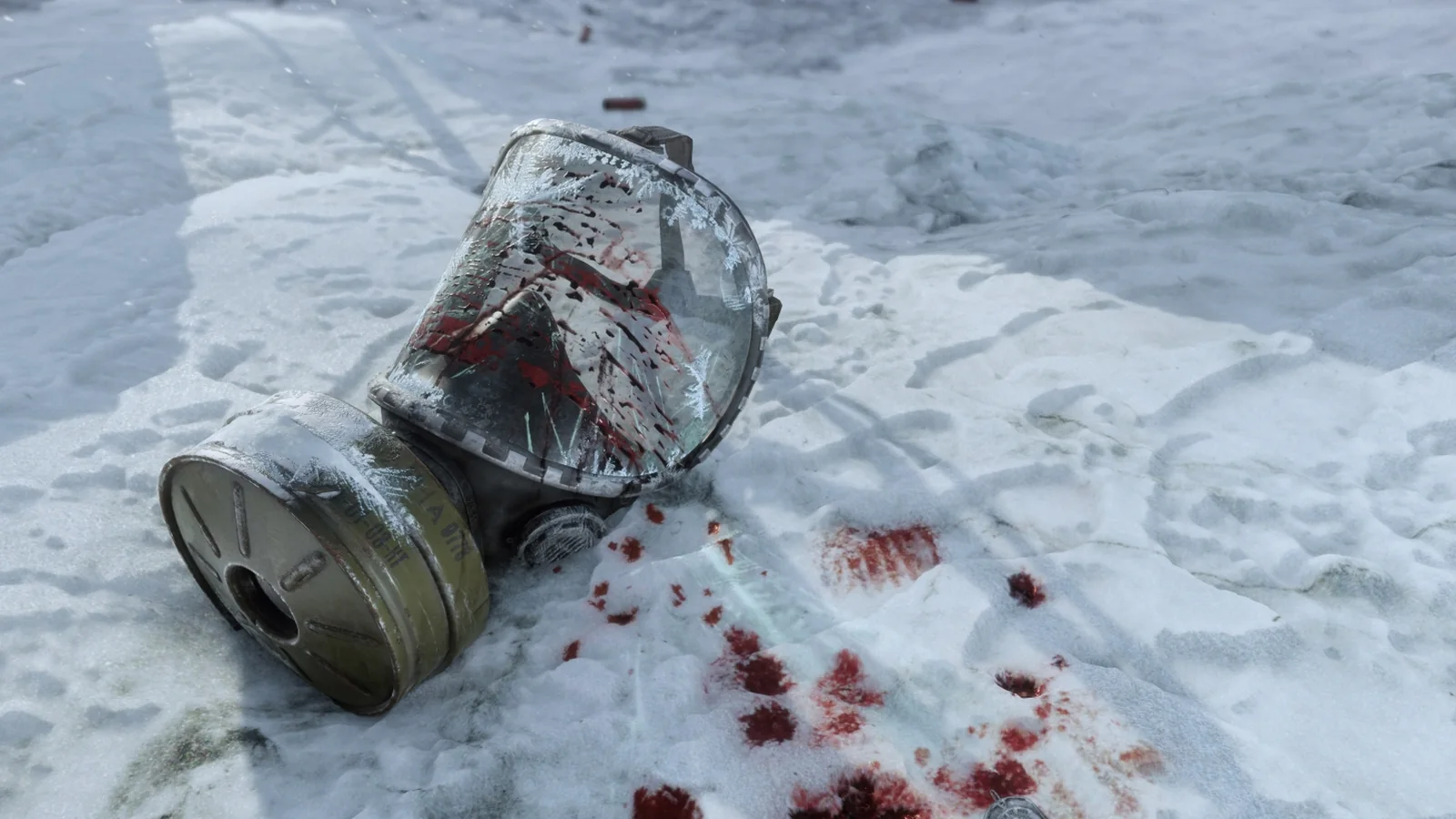 Official Metro Exodus hazard artwork showing a survivor navigating a heavily irradiated environment
