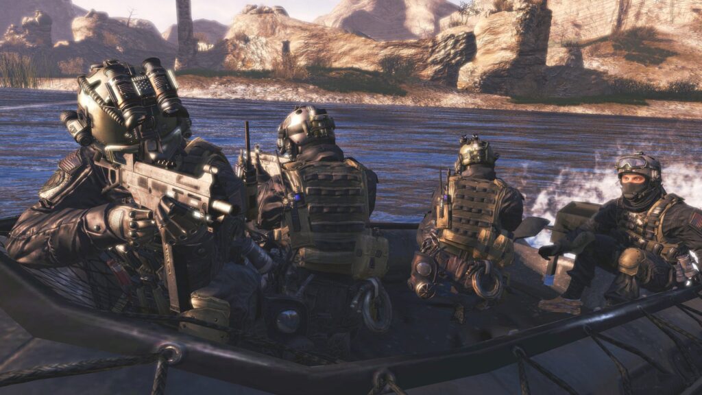 Activision Says Modern Warfare 2’s Known PC Vulnerabilities Are Fixed Official Modern Warfare 2 (2009) screenshot showing a squad of soldiers riding in a small military boat during a combat