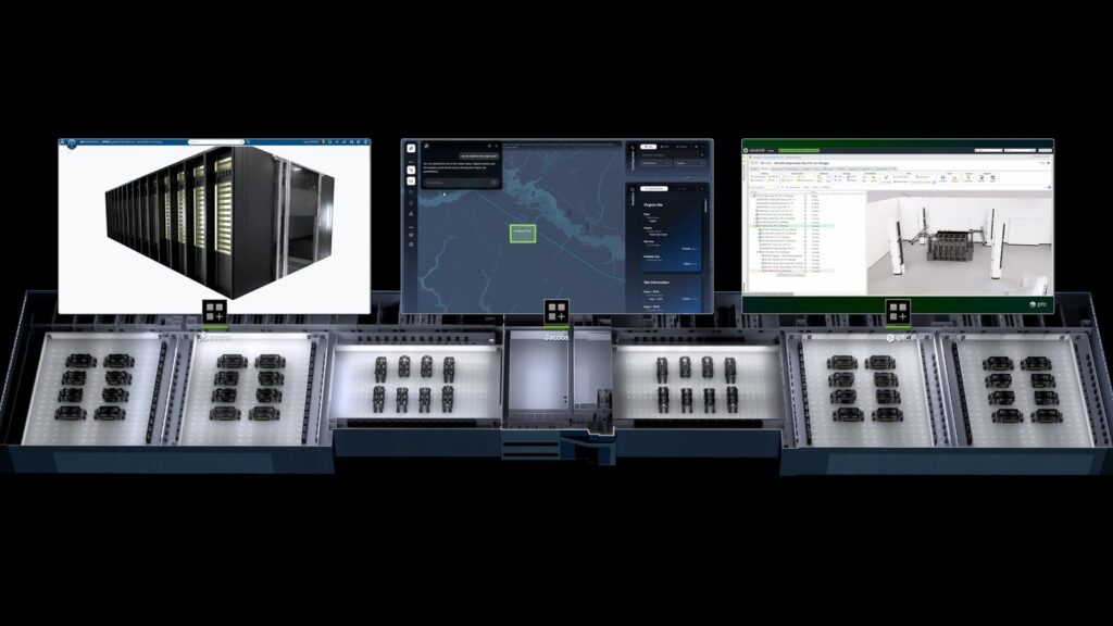 NVIDIA Launches DSX Ready for AI Factory Power and Cooling NVIDIA DSX AI factory visualization showing rows of liquid-cooled compute racks and supporting infrastructure