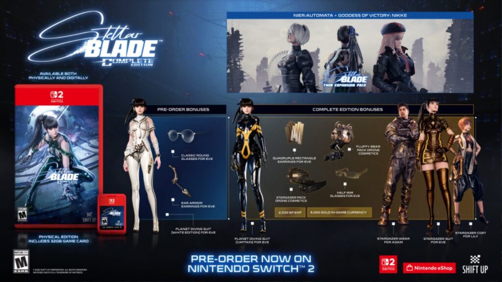 Stellar Blade Switch 2 Demo Is Now Available Official Stellar Blade Complete Edition key art featuring EVE in a sci-fi environment