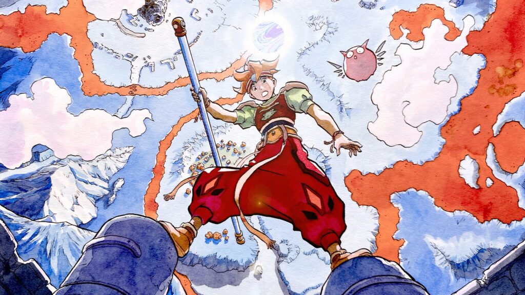 Terranigma Launches January 14, 2027 on Consoles and PC Official Terranigma key art featuring Ark with his spear above the illustrated world map