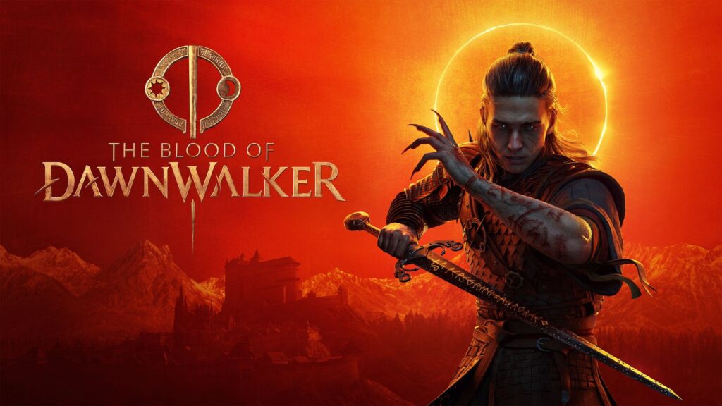 The Blood of Dawnwalker Launches on PS5, Xbox Series and PC Official The Blood of Dawnwalker key art featuring Coen against a red-orange eclipse and mountainous Vale Sangora