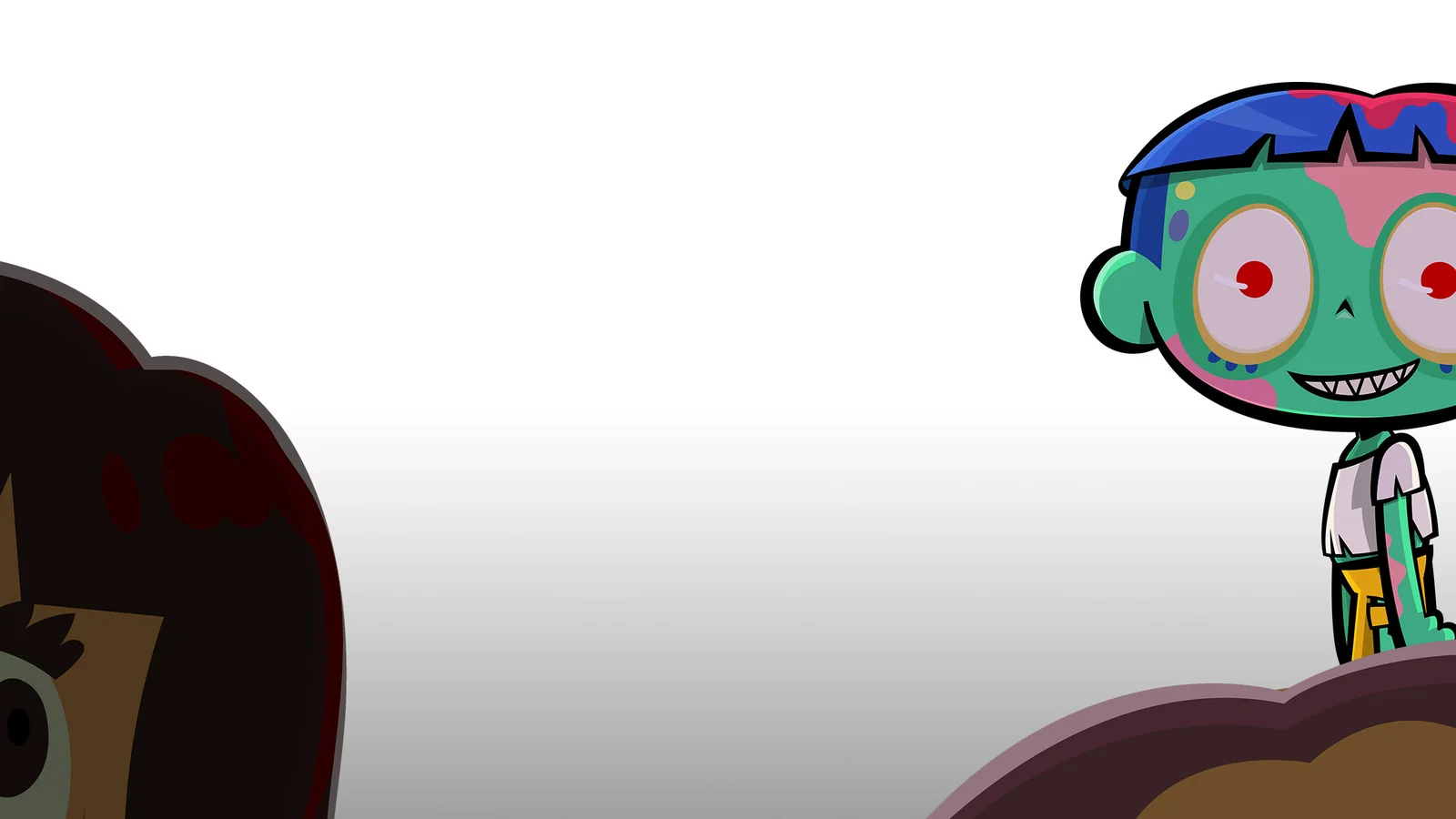 Official Steam promotional artwork showing the cartoon zombie protagonist standing above a crowd of humans