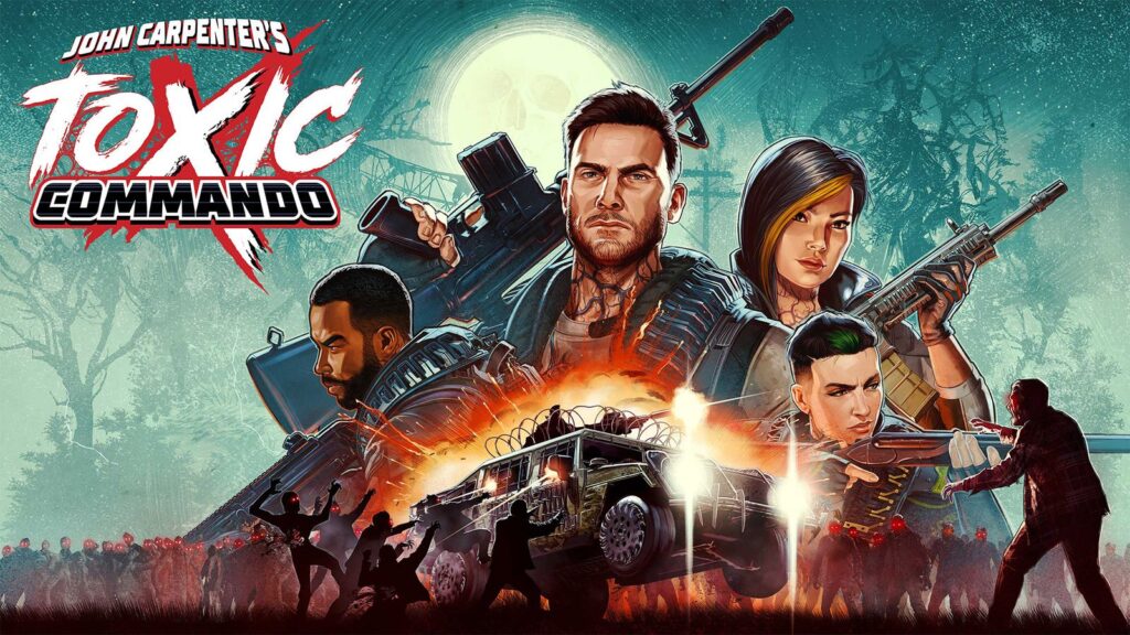 Toxic Commando Owners Can Get Walter Irons in Fortnite Official Toxic Commando gameplay screenshot from the Epic Games Store showing the squad fighting a large zombie horde