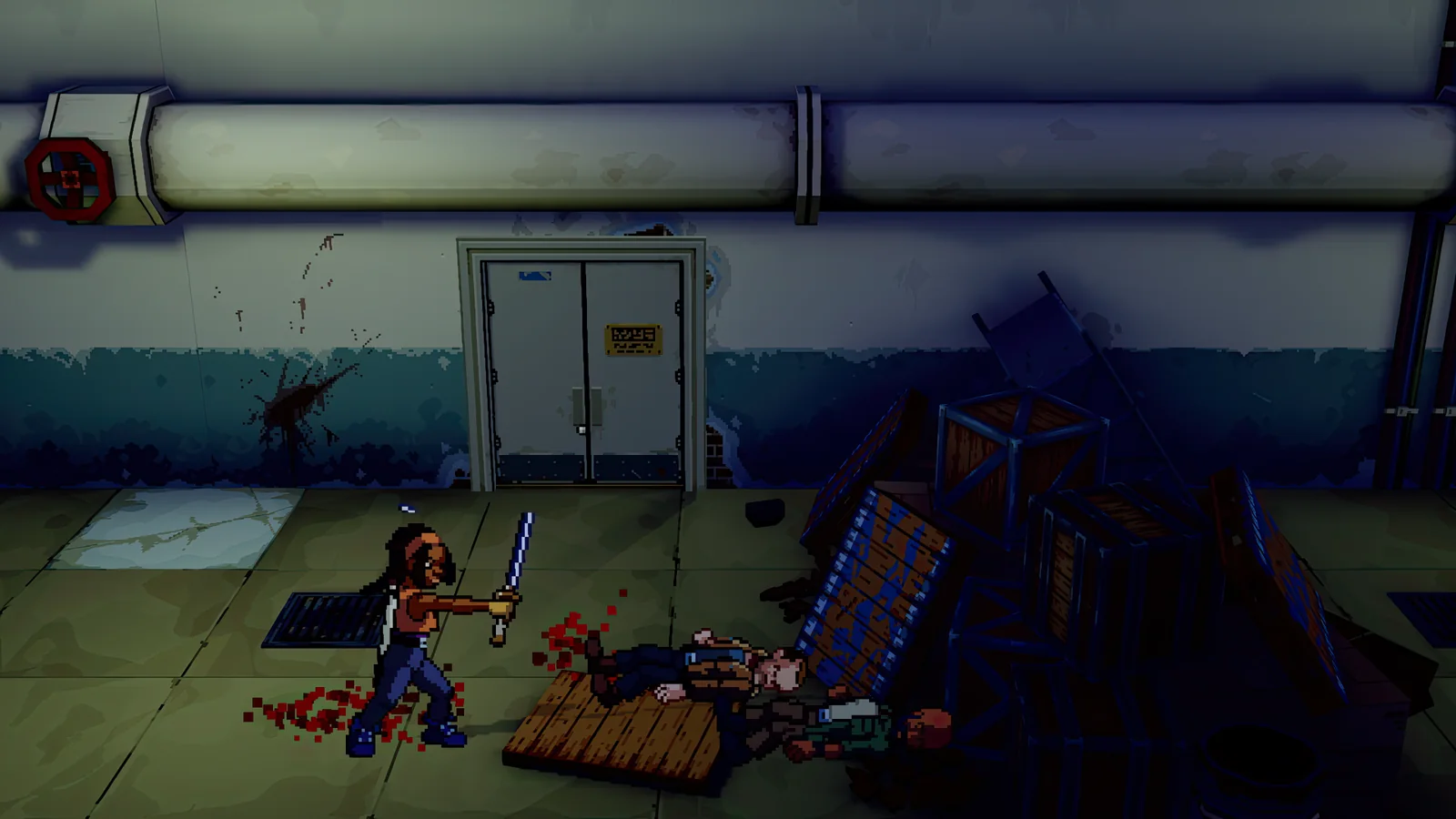 Official gameplay screenshot showing Michonne fighting Saviors