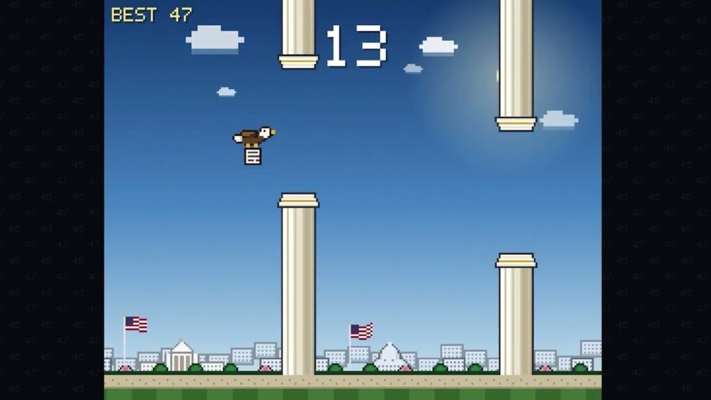 White House Removes Tetris-Like Build the Wall Game Official White House ARCADE.GOV promotional video thumbnail showing the retro-styled government arcade campaign
