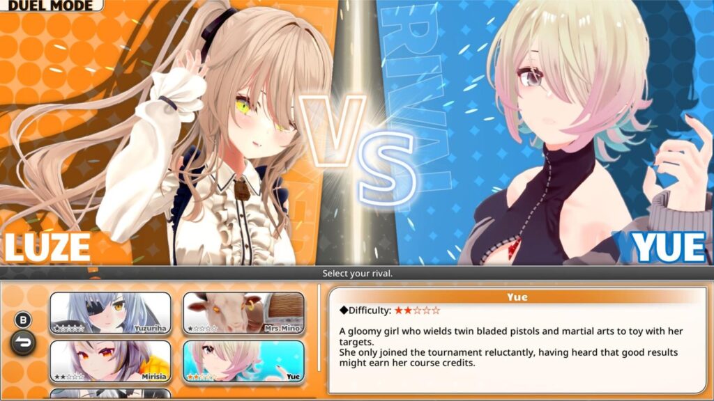 Witch the Showdown Enters Steam Early Access on November 19 Gameplay screenshot showing the Duel Mode rival selection screen with Yue and other witch opponents