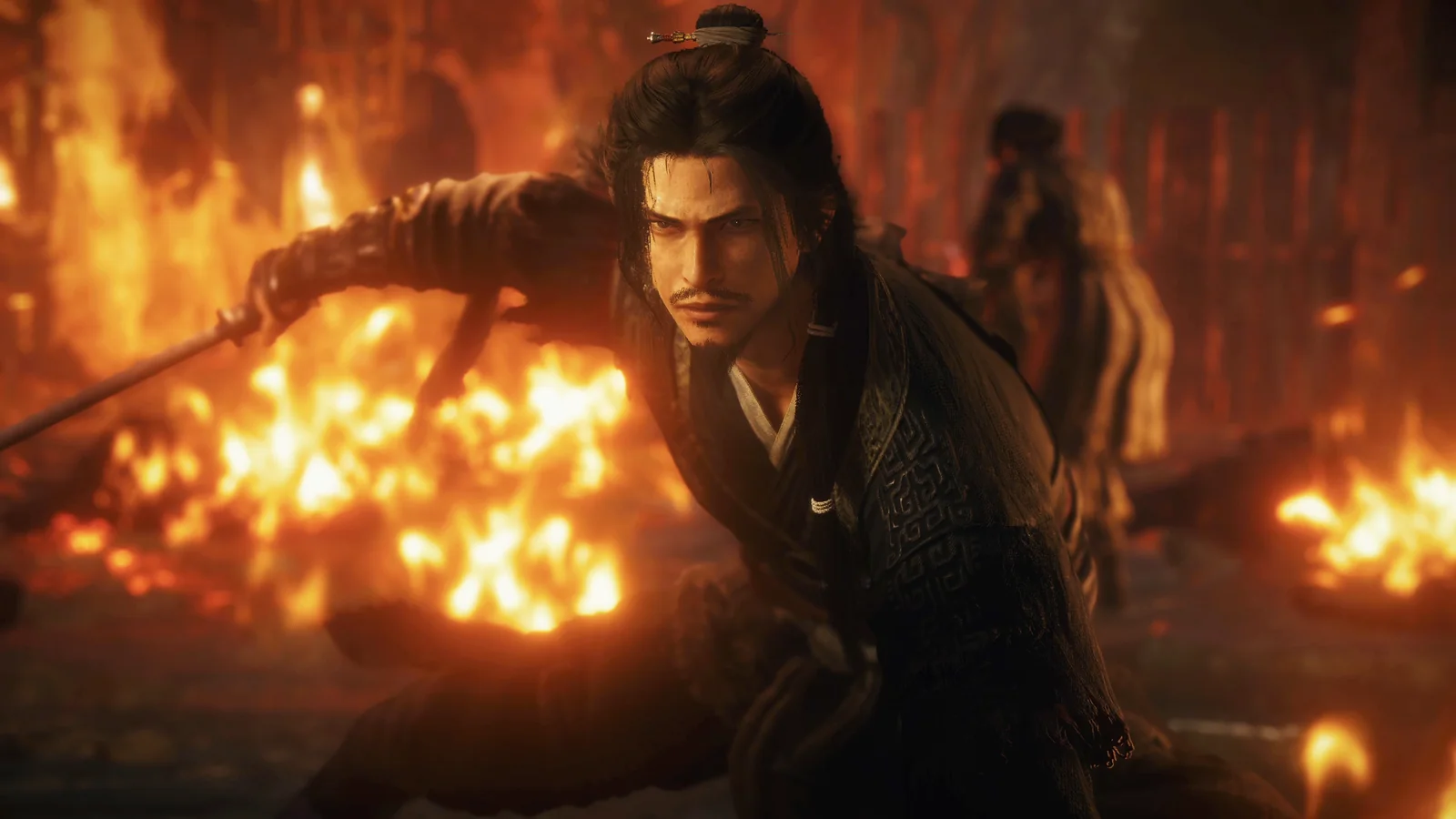 Official Wo Long 2 gameplay screenshot showing another melee-combat encounter with the sequel's Chinese martial arts